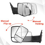 2009-2018 Ram 1500/2500/3500 Tow Mirrors - Power/Heated/Signal/Puddle Lamps/Temp Sensor (4th Gen, Chrome)
