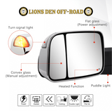2009-2018 Ram 1500/2500/3500 Tow Mirrors - Power/Heated/Signal/Puddle Lamps/Temp Sensor (4th Gen, Chrome)