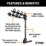 CURT EXTENDABLE HITCH-MOUNTED BIKE RACK (2 OR 4 BIKES; 1-1/4IN. OR 2IN. SHANK) - 18030