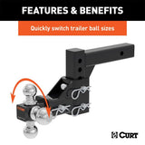 CURT ADJUSTABLE TRI-BALL MOUNT (2IN. SHANK; 1-7/8IN.; 2IN./2-5/16IN. BALLS) - 45799