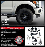 READYLIFT 2.5" SST LIFT KIT W/ 5" REAR BLOCKS - 2011-2016 FORD F250/F350 4WD (1-PC D/S ONLY) - 69-2511TP