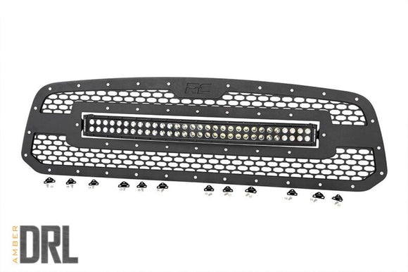 ROUGH COUNTRY RAM MESH GRILLE | 30IN DUAL ROW BLACK SERIES LED W/ AMBER DRL (13-18 1500) - 70199BDA