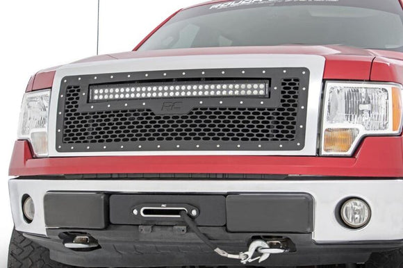ROUGH COUNTRY FORD MESH GRILLE W/30IN DUAL ROW BLACK SERIES LED (09-14 F-150) - 70233