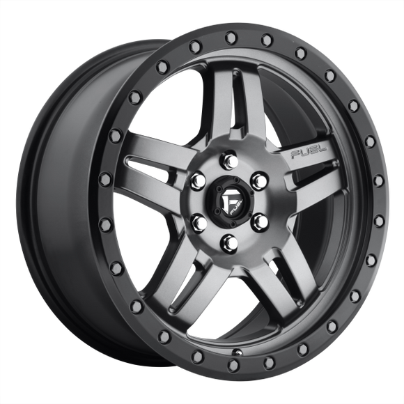 FUEL ANZA D558 1PC 20X10 5X5 GUN METAL & BLACK -18MM - D55820007347