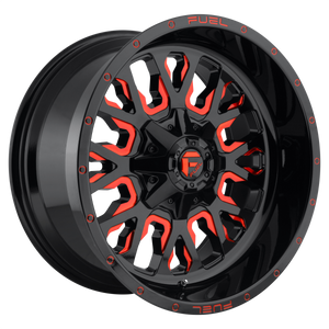 FUEL 1PC D612 STROKE - 20X10 5X5.5/150 -18 OFFSET GLOSS BLACK RED TINTED CLEAR - D61220007047