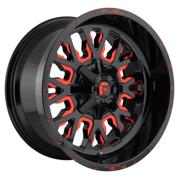 FUEL 1PC D612 STROKE - 20X10 5X5.5/150 -18 OFFSET GLOSS BLACK RED TINTED CLEAR - D61220007047