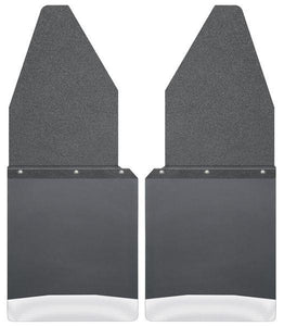HUSKY KICK BACK MUD FLAPS 12" WIDE - BLACK TOP AND STAINLESS STEEL WEIGHT